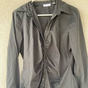 New York & Company Black Long Sleeve Button-Down